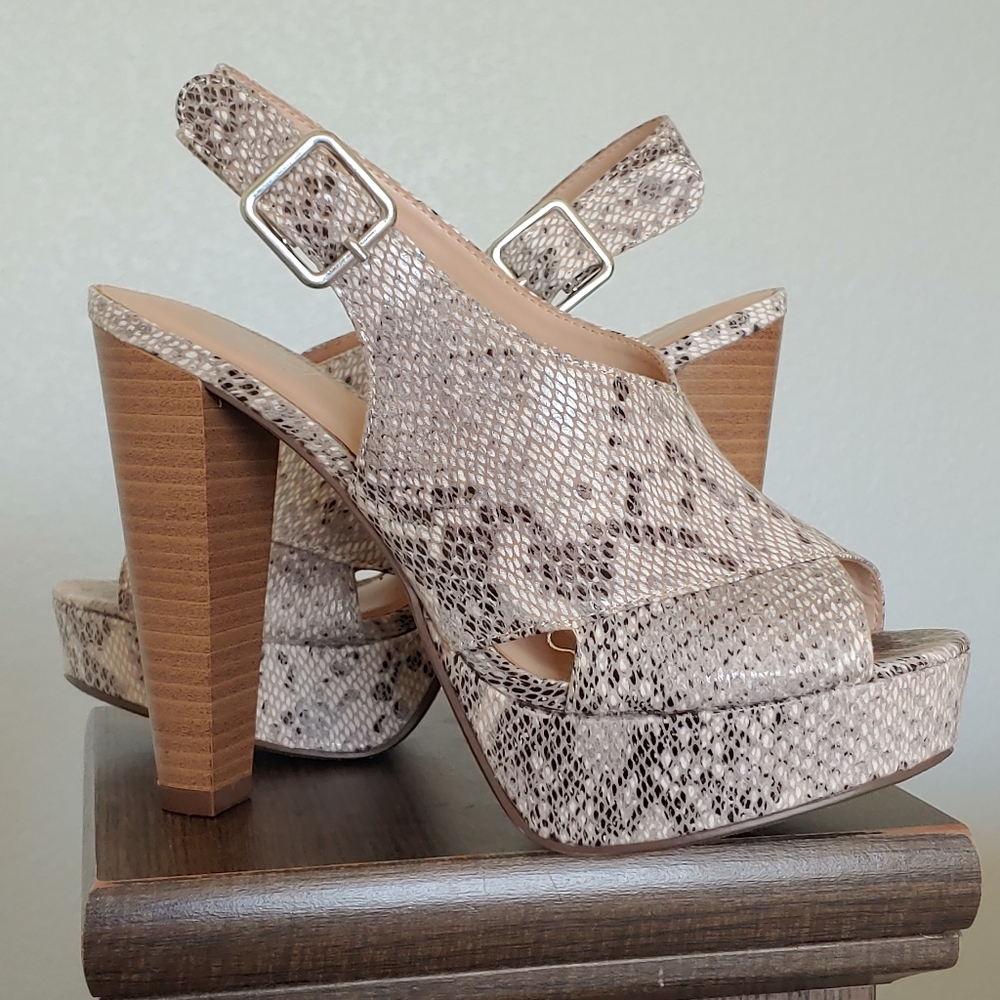 Faux Snakeskin Platform Heels